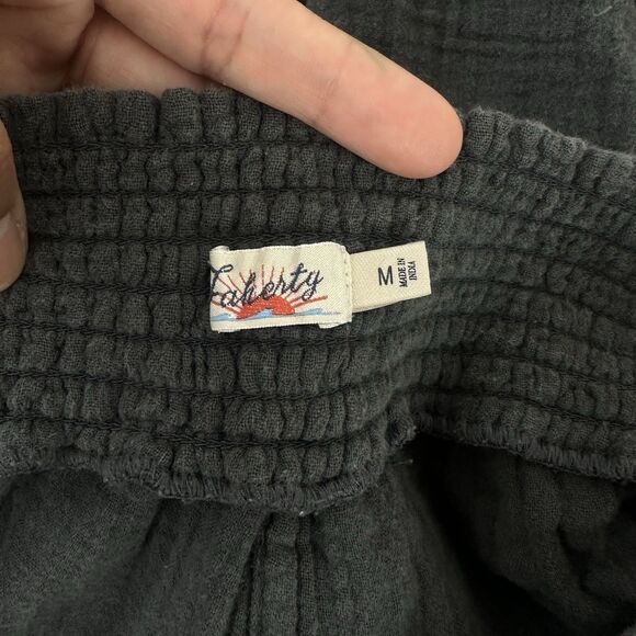 Faherty Dream 100% Organic Cotton Gauze Wide Leg Pants in Washed Black Women's M - Picture 10 of 11